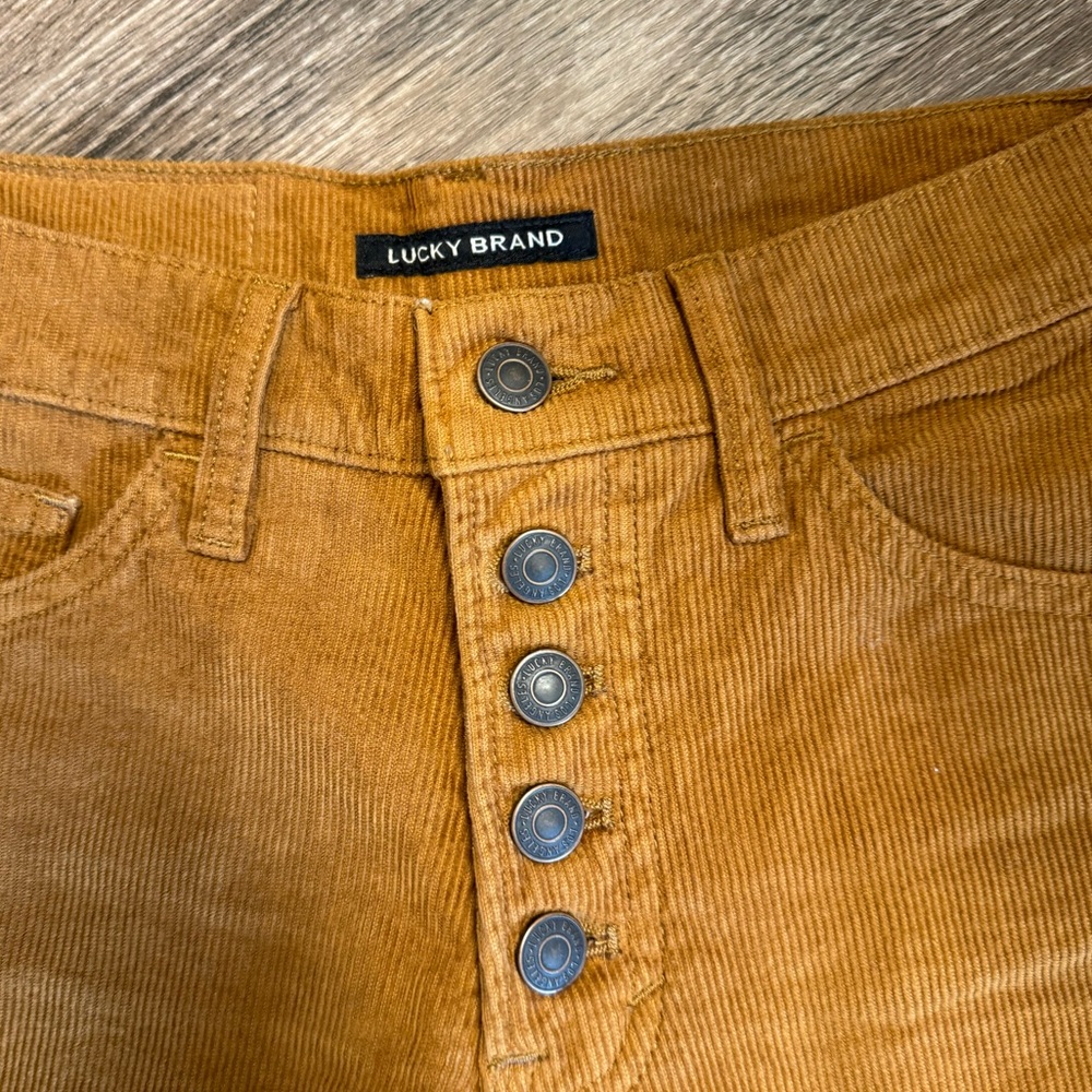 Lucky Brand corduroy straight cropped button down fly pants